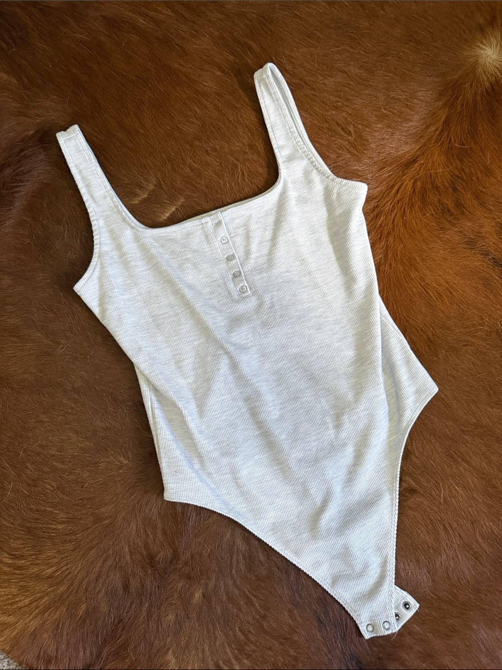 Express light grey Ribbed Scoop Neck Bodysuit